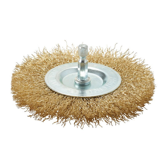 Draper Brass Steel Crimped Wire Wheel Brush 100mm 6.35mm Hex Shank 41428
