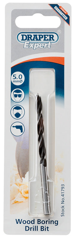Draper Wood Drill Bit 5mm For Use With Hand And Power Drills 41793