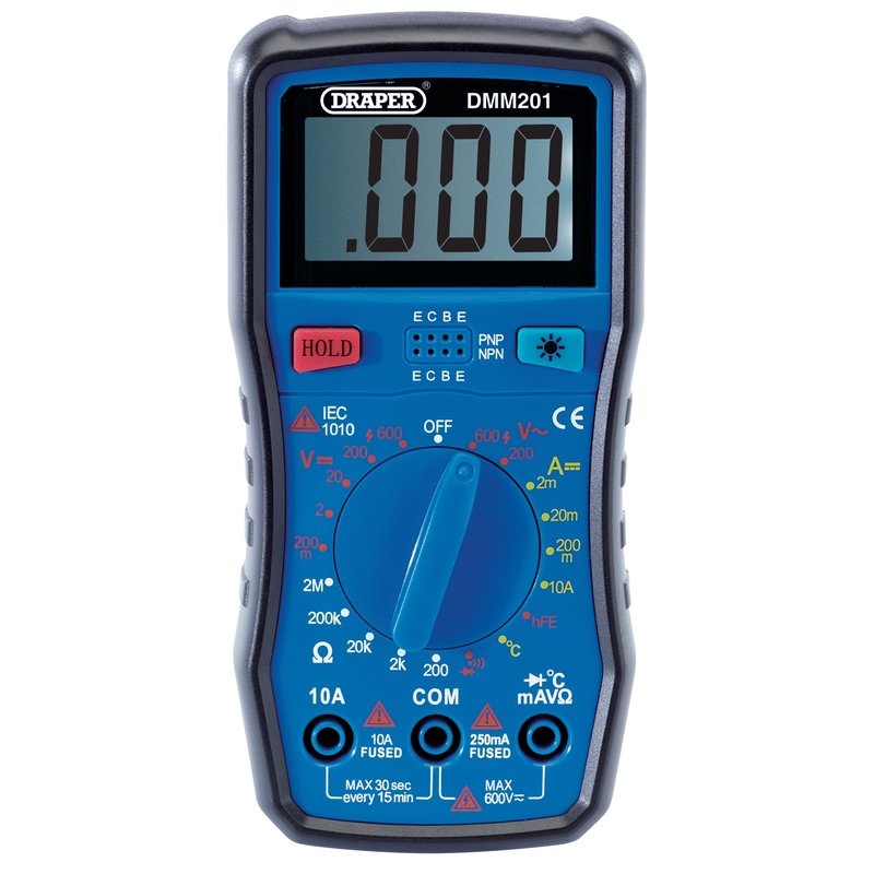 Draper Manual Ranging Digital Multimeter 1 x Test Leads 1 x Temp Probe 41818