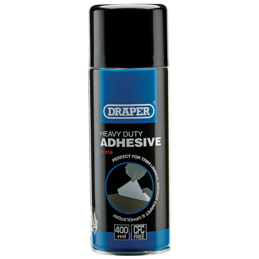 Draper Heavy Duty Spray Adhesive 400ml Glass Rubber Plastic Metal Wood 41918