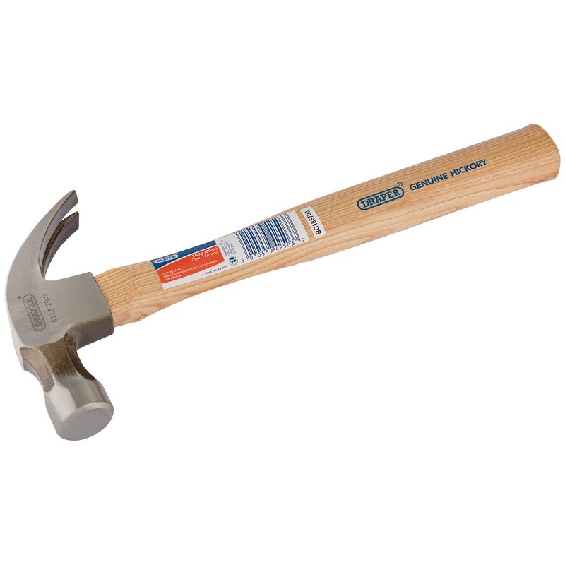Draper Hickory Shaft Claw Hammer 560g 20oz Carbon Steel Head 42503
