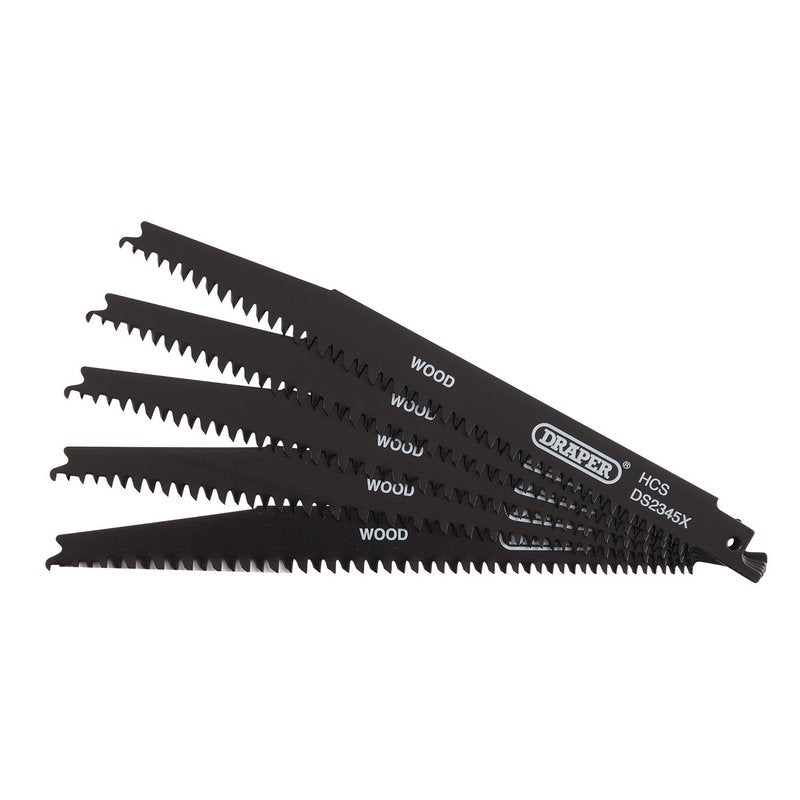 Draper Reciprocating Saw Blades Wood and Plastic Cutting 200mm 6-10tpi 5Pk 43063