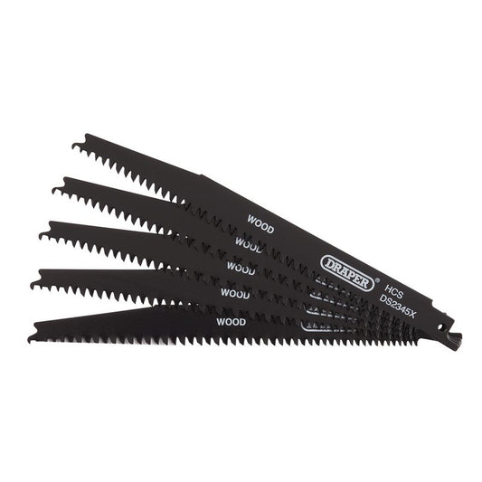 Draper Reciprocating Saw Blades Wood and Plastic Cutting 200mm 6-10tpi 5Pk 43063