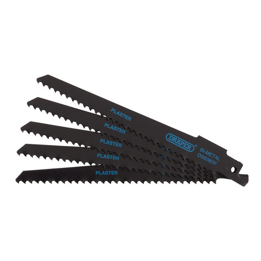 Draper Bi-metal Reciprocating Saw Blades Plaster Cutting 150mm 6tpi 5Pk 43426