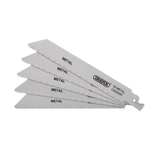 Draper Bi-metal Reciprocating Saw Blades for Metal 150mm 14tpi Pack of 5 43459