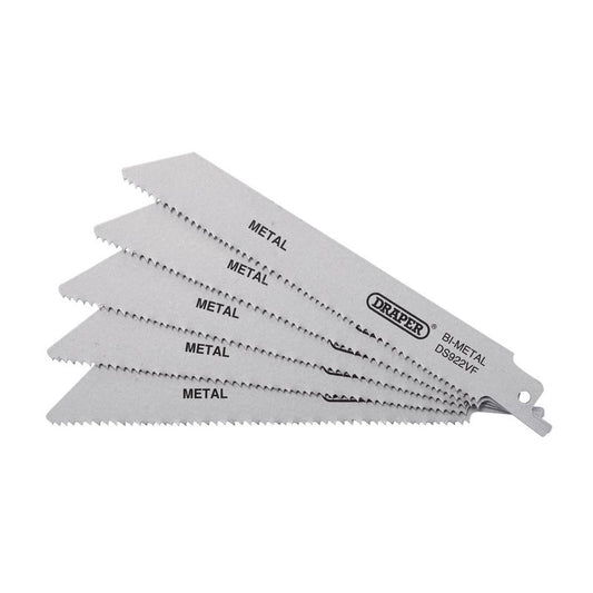 Draper Bi-metal Reciprocating Saw Blades Metal 150mm 10-14tpi Pack of 5 43463