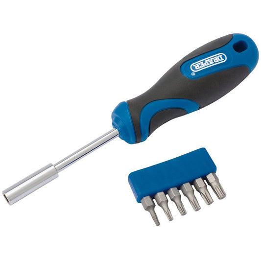 Draper Torx Star Soft Grip Screwdriver Bit Set 7 Pc 1/4" Magnetic Holder 43613