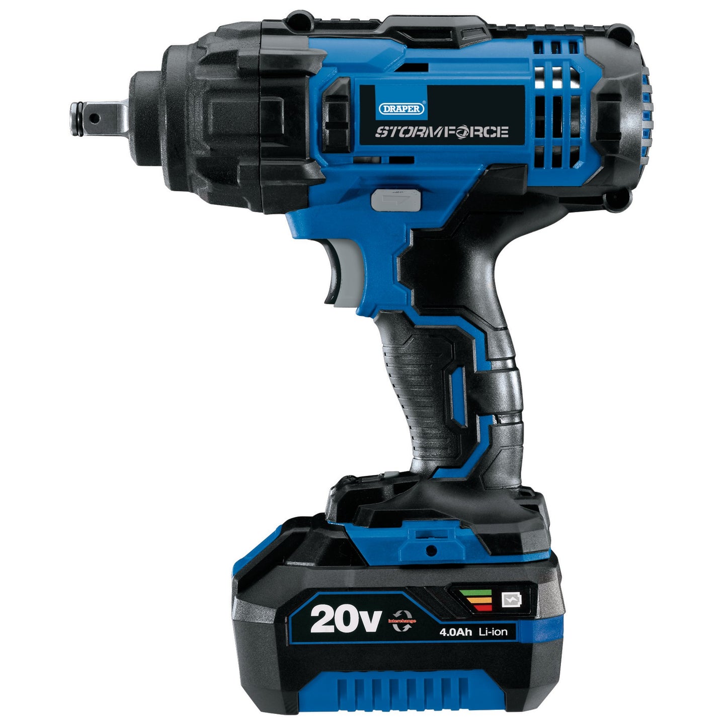 Draper Storm Force 20V Impact Wrench, 1/2"D 400Nm 1 x 4.0Ah Battery 43785