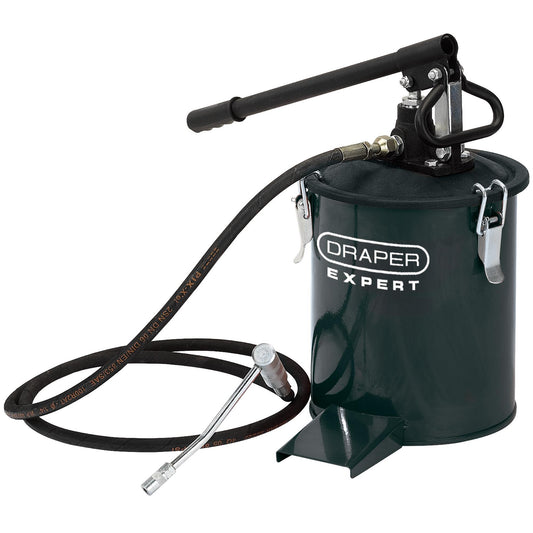 Draper High Volume Hand Grease Pump 2 Metre Rubber Hose 10kg Bucket 43960