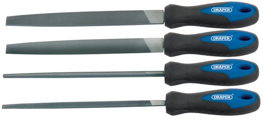 Draper Soft Grip Engineer's File Set 200mm 4 Piece Hardened Carbon 44962