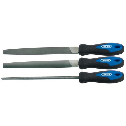 Draper Soft Grip Engineer's File Set 200mm 3 Piece Hardened Carbon 44963