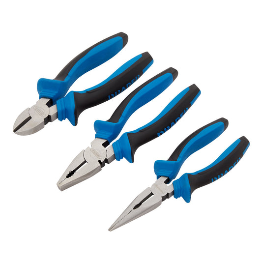 ****Draper Soft Grip Pliers Set 160mm,Blue 3 Piece 45864