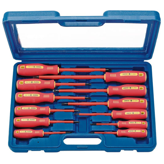 Draper Fully Insulated Screwdriver Set 12 Piece Plain & Cross slot Plus PZ 46541