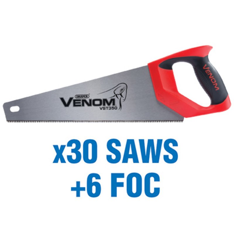 Draper Venom® Second Fix Triple Ground Tool Box Saw, 350mm (added value pack 30 saws + 6 foc)