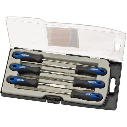 Draper Soft Grip Diamond Needle File Set 150mm 6 Piece Hardened Carbon 47817