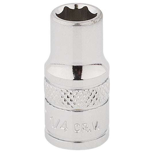 Draper 1/4"D HI-TORQ 6 Point Socket 1/4" Knurled Ring Standard Length 48444