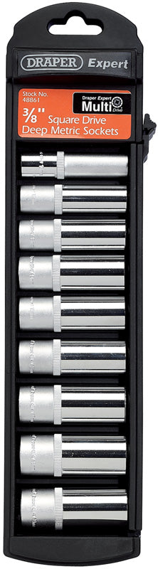 Set of 3/8" Sq. Dr. 12 Point Deep Draper Multi-Drive® Sockets (9 Piece)