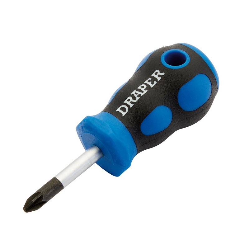 Draper Stubby Soft Grip Pozi Screwdriver No.2 x 38mm Soft grip handle 48929