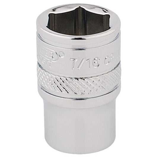 Draper 1/4"D HI-TORQ 6 Point Socket 7/16" Knurled Ring Standard Length 48942