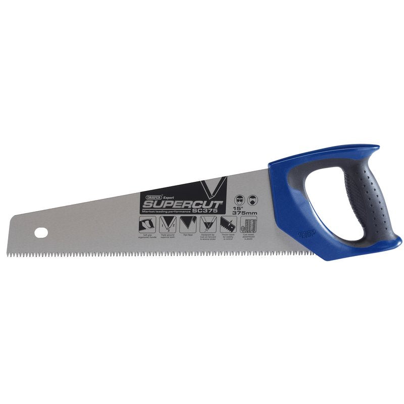 Draper Expert Supercut® Soft Grip Hardpoint Tool Box Handsaw, 375mm/15", 7tpi/8ppi