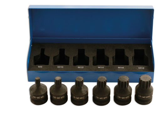 Laser Tools Impact Spline Socket Bit Set 1/2"D 6pc 4939
