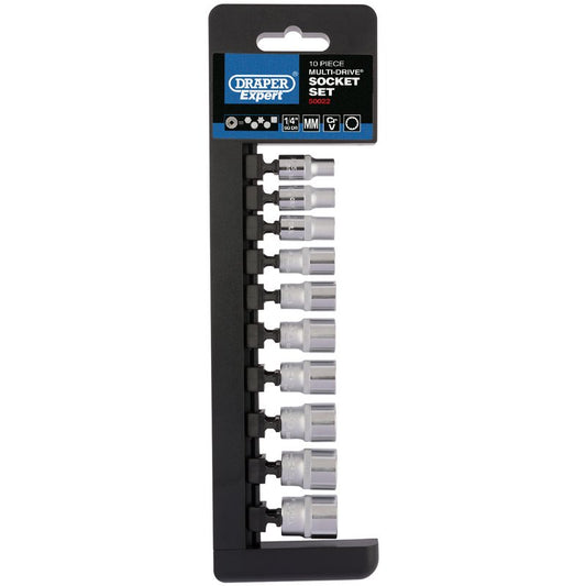 Draper Multi Drive Metric Socket Set 1/4"D 10 Piece Satin Finish 50022