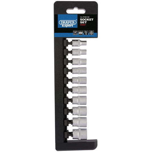 Draper Metric Socket Set 1/4"D 10 Piece 6 Point Standard Length 50067