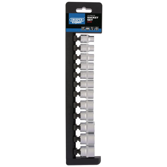 Draper Metric Socket Set 3/8"D 12 Piece 6 Point Standard Length 50188