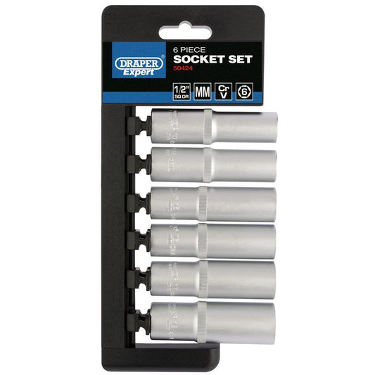 Draper Metric Deep Socket Set 1/2"D 6 Piece Contents 13-18mm 50424