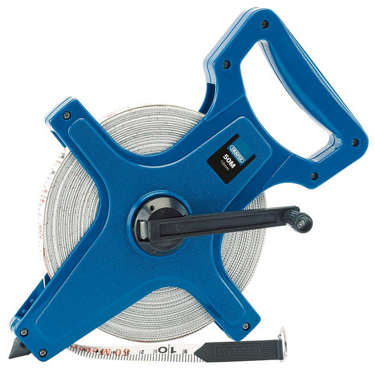 Draper Fibreglass Measuring Tape Class III 50m 165ft x 13mm Stainless Steel Eye 51089