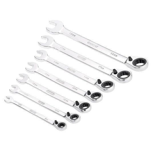 Draper 7 Pc Metric Reversible Ratcheting Combination Spanner Set 51179