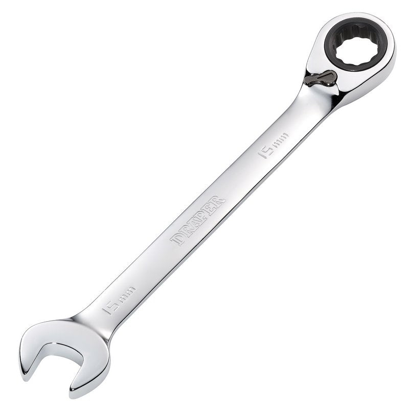 Draper 15mm Metric Reversible Ratcheting Combination Spanner 12 Point 52003