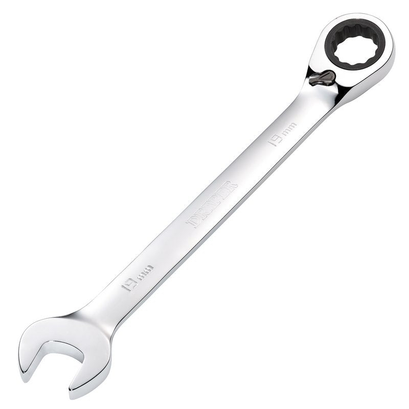 Draper 19mm Metric Reversible Ratcheting Combination Spanner 12 Point 52008