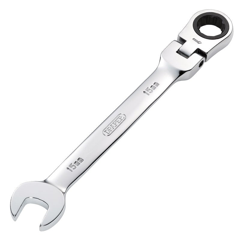 Draper HI-TORQ 15mm Metric Flexible Head Ratcheting Combination Spanner 52017