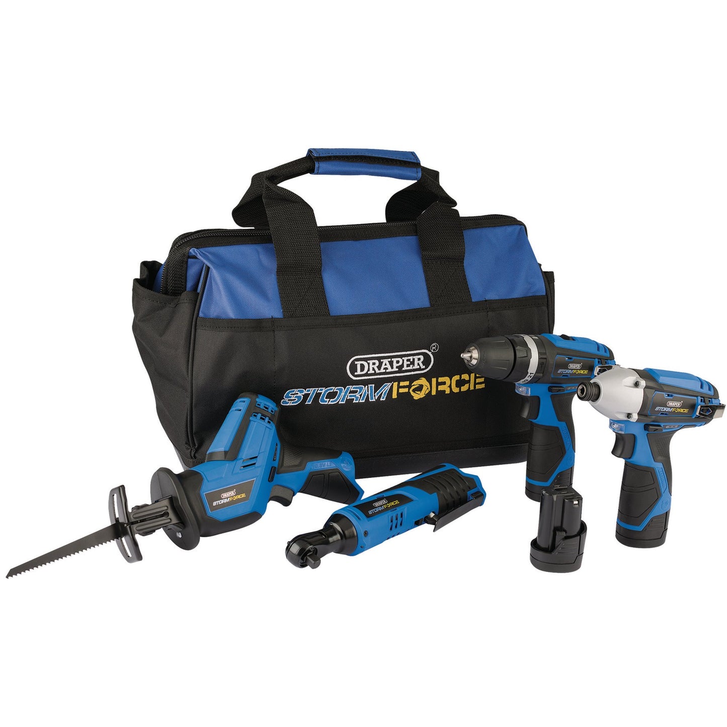Draper 10.8V Power Tool Kit 9 Piece combi drill Impact driver ratchet saw 52023