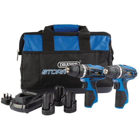 Draper 10.8V Combi Drill and Rotary Drill Twin Kit 3 x 1.5Ah Batteries Bag 52031