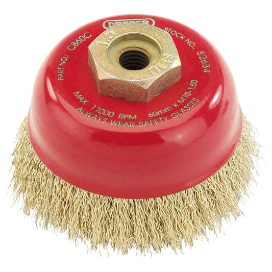 Draper Expert M10 Brassed Steel Crimped Wire Cup Brush 60mm 52634