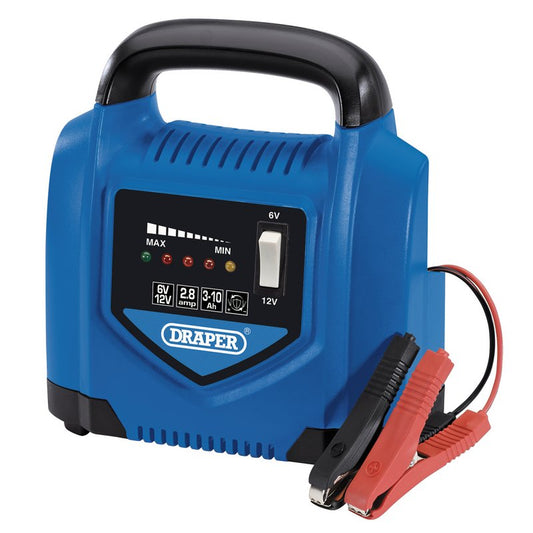 Draper 6V/12V Battery Charger 2.8A 230V For lead acid wet batteries 53047