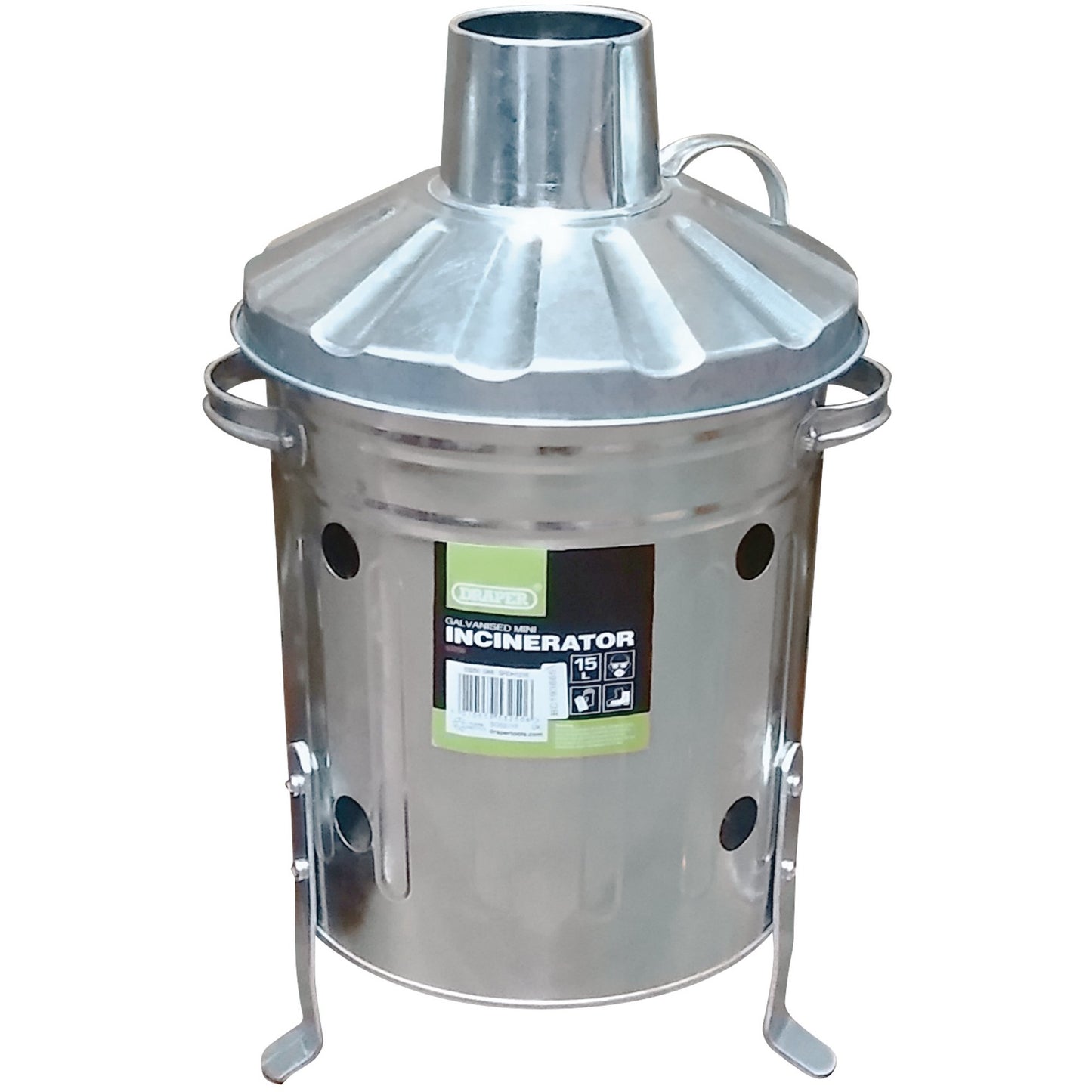 Draper Galvanised Mini Incinerator 15L Suitable For Everyday Use 53250