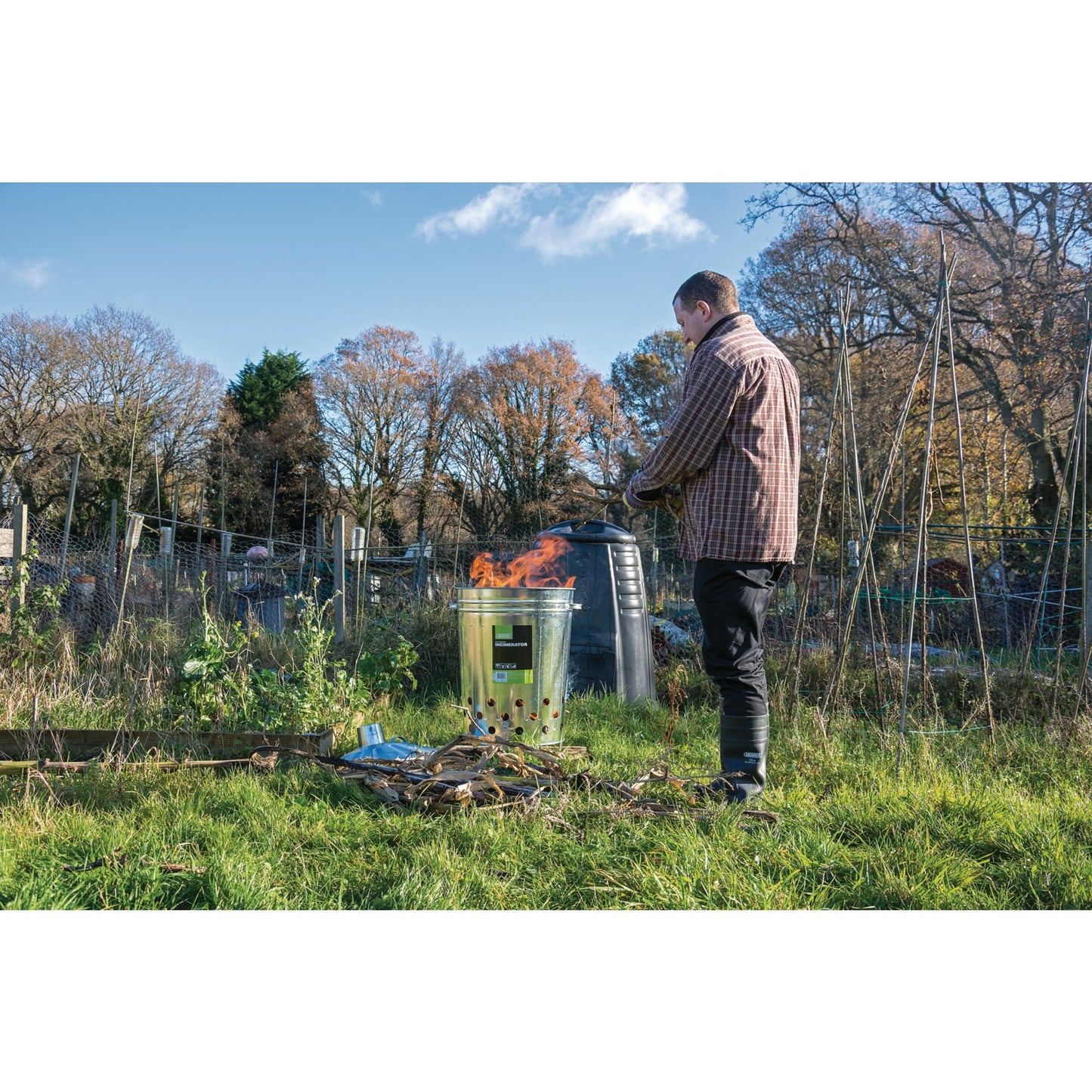 Draper Galvanised Garden Incinerator 85L Total Height 800mm Lid And Legs 53253