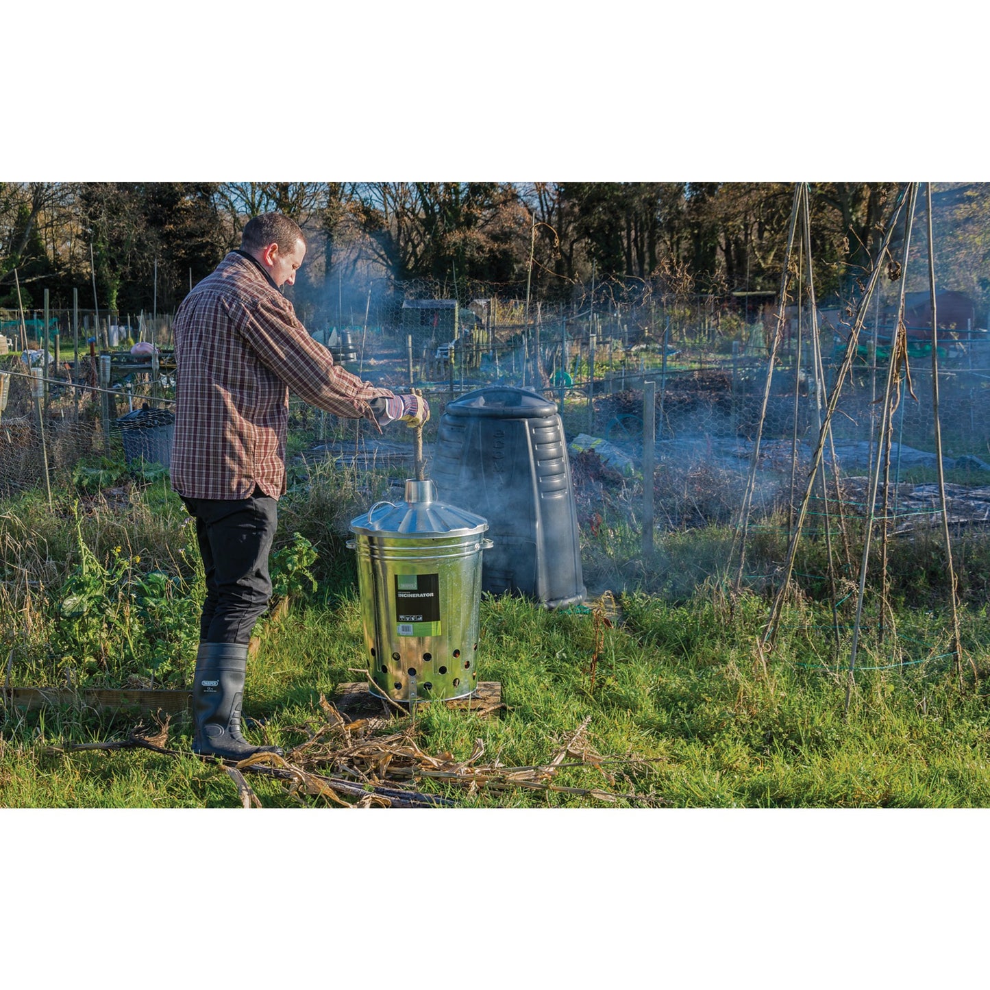 Draper Galvanised Garden Incinerator 85L Total Height 800mm Lid And Legs 53253