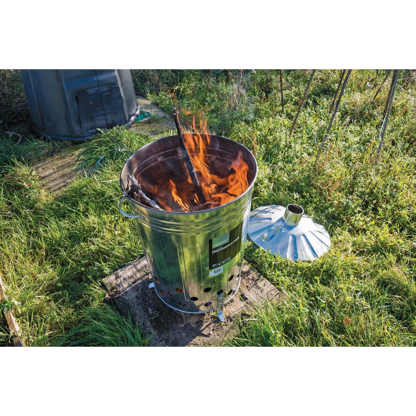 Draper Galvanised Garden Incinerator 85L Total Height 800mm Lid And Legs 53253