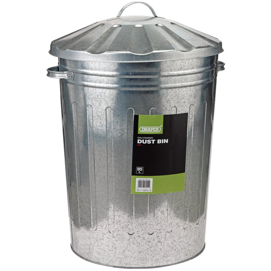Draper Galvanised Seel Dust Bin 85L Total Height Including Lid 690mm 53254