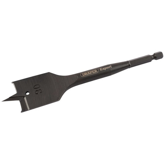 Draper Expert Flat Wood Bit 30mm 6mm Shank Precision Central Point 54557
