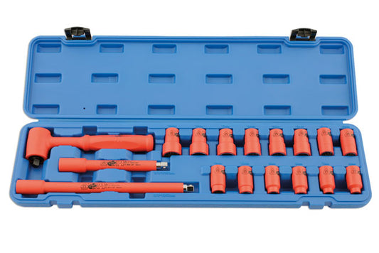 Laser Tools Metric Insulated Socket Set 3/8"D 17pc Bi Hex 1000V AC 1500V DC 5483