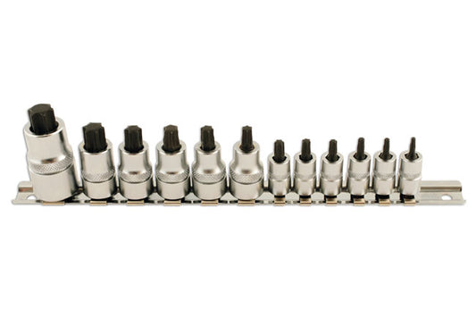 Laser Tools Stubby Star Socket Bit Set 1/4"D, 3/8"D, 1/2"D 12pc 5521