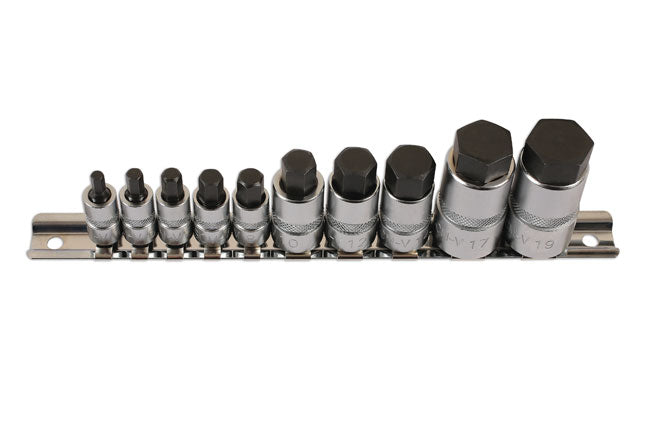 Laser Tools Hex Socket Bit Set 1/4"D, 3/8"D, 1/2"D 10pc 5522