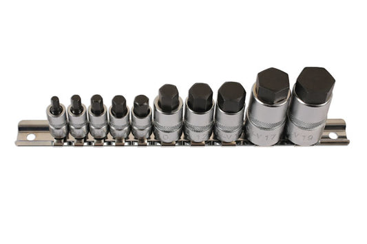Laser Tools Hex Socket Bit Set 1/4"D, 3/8"D, 1/2"D 10pc 5522