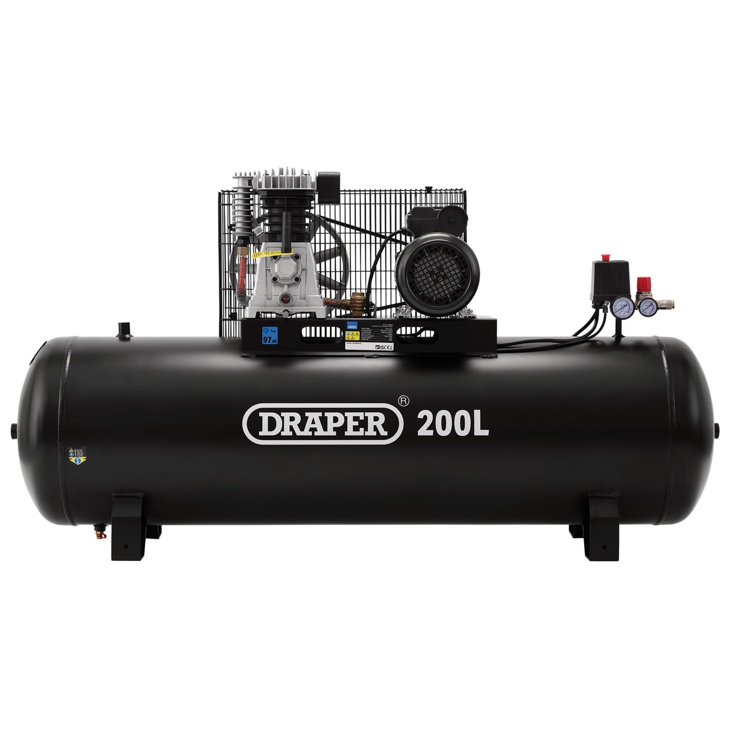 Draper 200L Belt-Driven Air Compressor without wheels 2.2kW 3hp 230V 55313