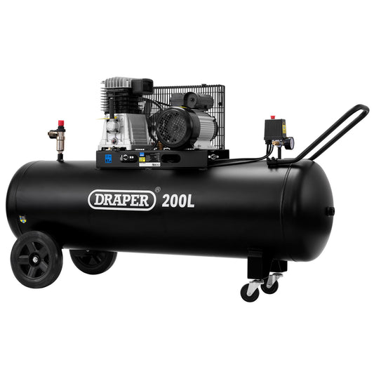 Draper 200L Belt Driven Air Compressor 2.2kW 3hp 230V Displacement 13 cfm 55315